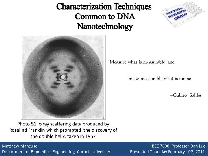 characterization techniques common to dna nanotechnology