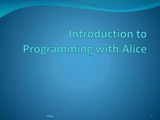 Introduction to Programming with Alice
