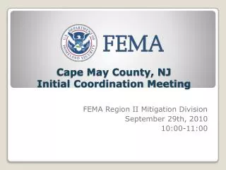 Cape May County, NJ Initial Coordination Meeting