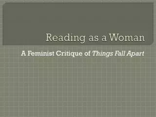 Reading as a Woman