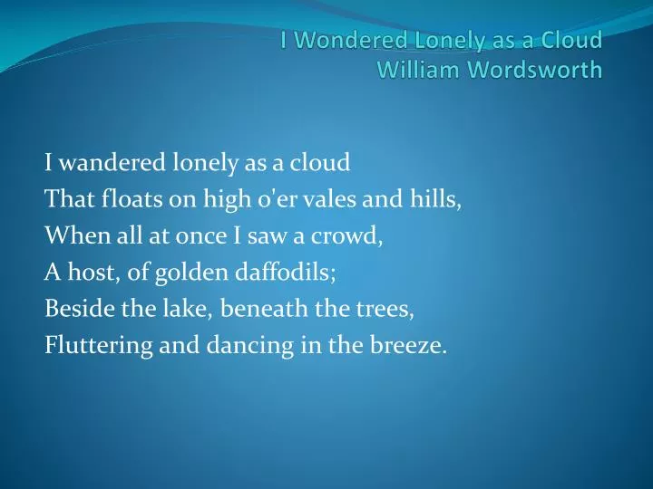 i wondered lonely as a cloud william wordsworth