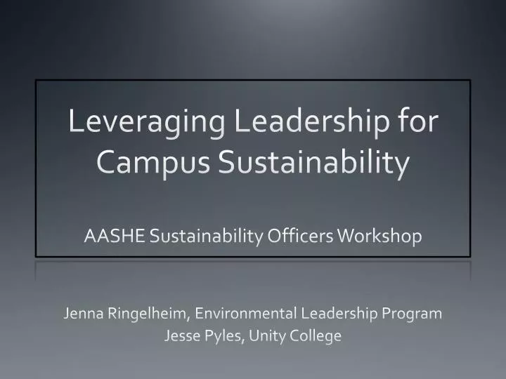 leveraging leadership for campus sustainability aashe sustainability officers workshop