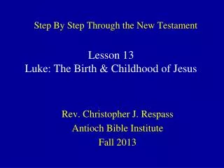 Step By Step Through the New Testament