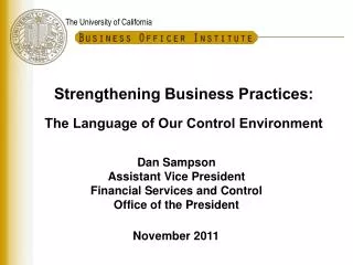 Strengthening Business Practices: The Language of Our Control Environment