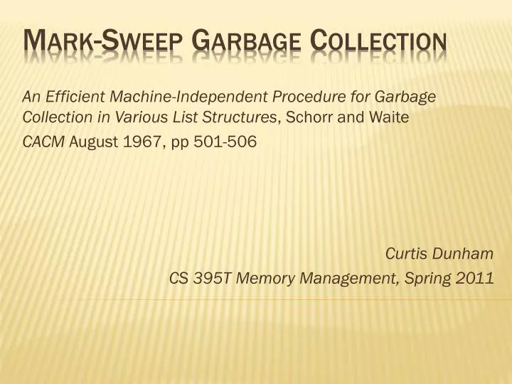 mark sweep garbage collection