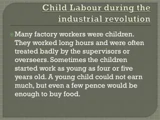 Child Labour during the industrial revolution