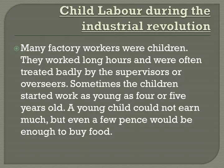 child labour during the industrial revolution