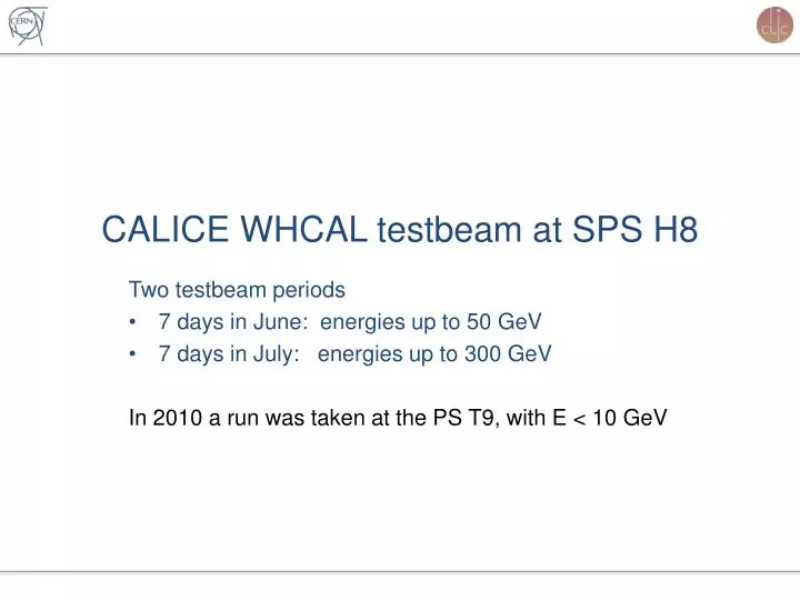 calice whcal testbeam at sps h8