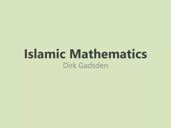 islamic mathematics