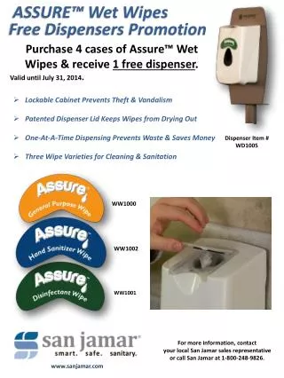 ASSURE™ Wet Wipes Free Dispensers Promotion