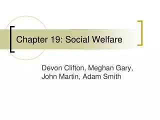 Chapter 19: Social Welfare