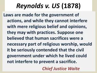 Reynolds v. US (1878)