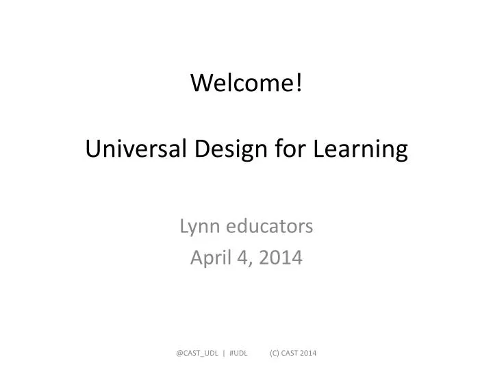 welcome universal design for learning