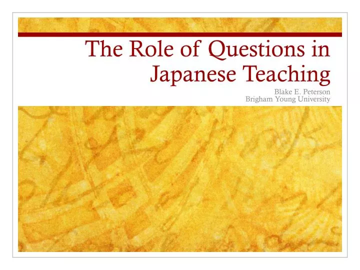 the role of questions in japanese teaching