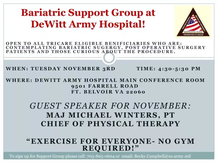bariatric support group at dewitt army hospital