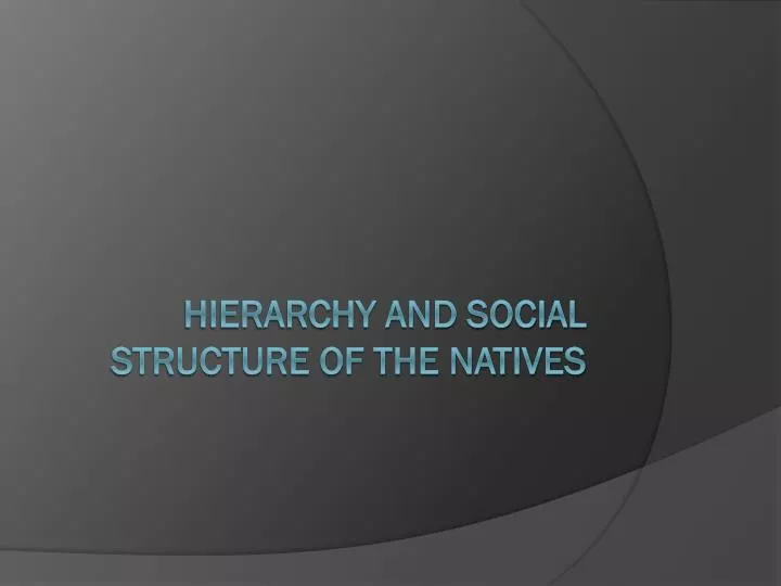 hierarchy and social structure of the natives