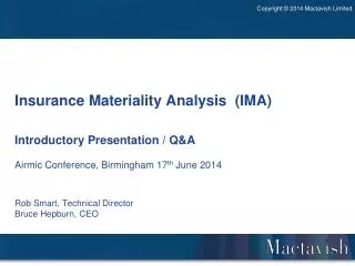 Mactavish Insurance Materiality Analysis