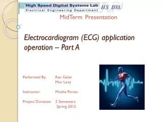 Electrocardiogram (ECG) application operation – Part A