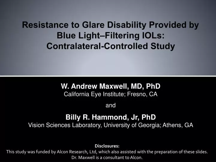 resistance to glare disability provided by blue light filtering iols contralateral controlled study