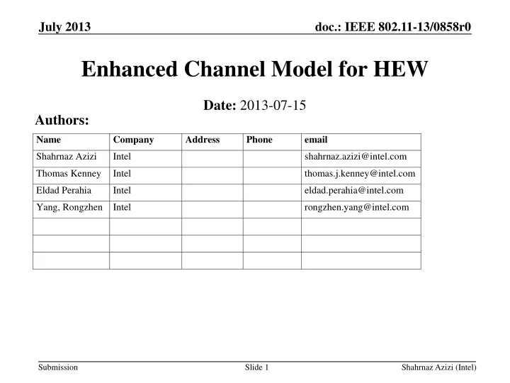 enhanced channel model for hew