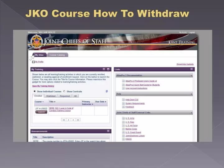 jko course how to withdraw