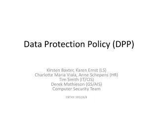 Data Protection Policy (DPP)