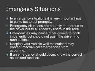 Emergency Situations