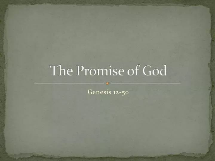 the promise of god
