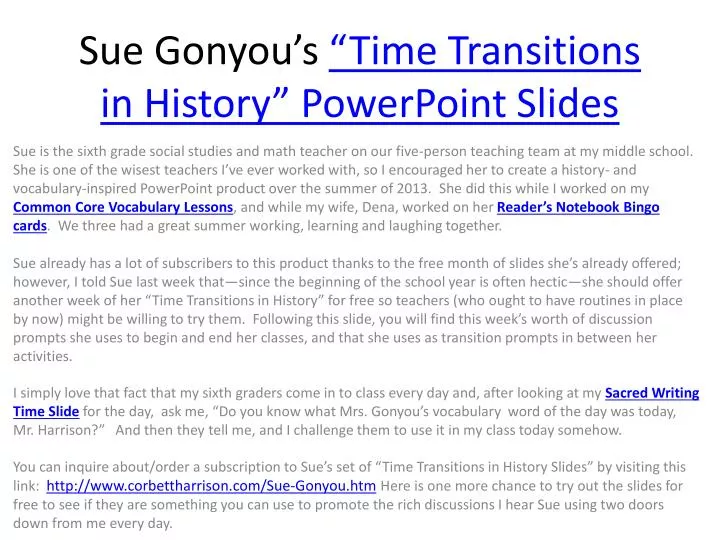 sue gonyou s time transitions in history powerpoint slides