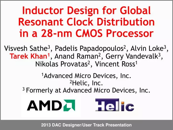 inductor design for global resonant clock distribution in a 28 nm cmos processor