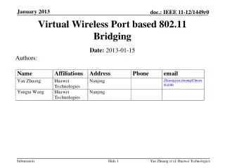 Virtual Wireless Port based 802.11 Bridging