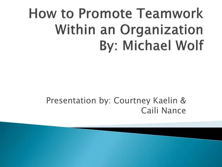 how to promote teamwork within an organization by michael wolf