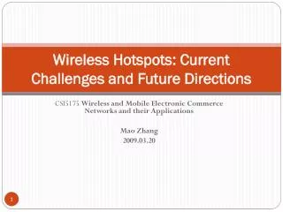 Wireless Hotspots: Current Challenges and Future Directions