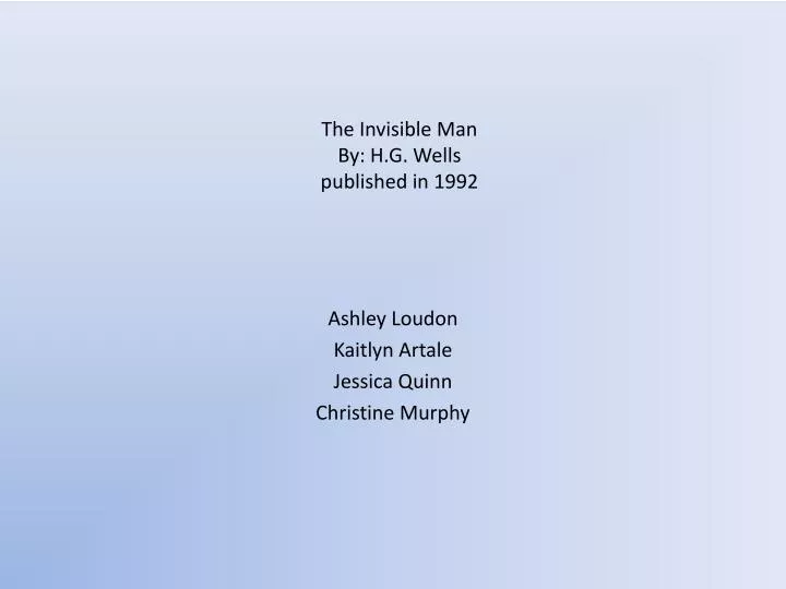 the invisible man by h g wells published in 1992