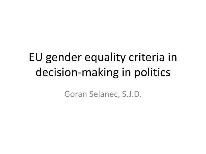 eu gender equality criteria in decision making in politics