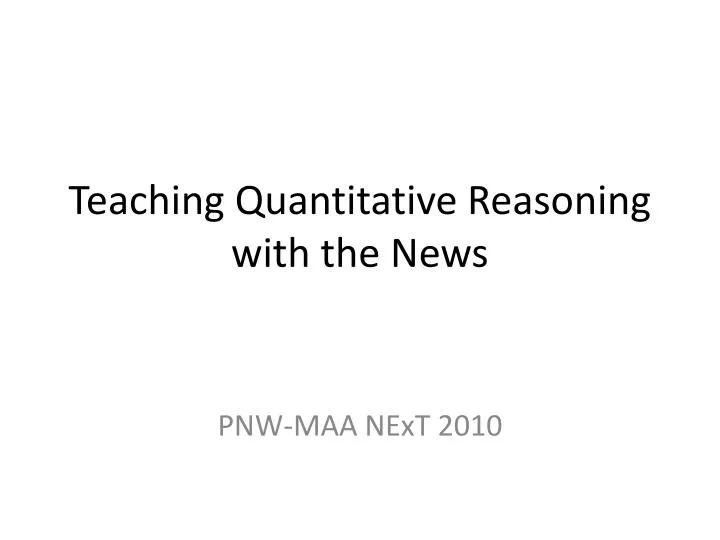 teaching quantitative reasoning with the news