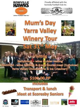 Mum’s Day Yarra Valley Winery Tour Sat 31 st May Visiting Kellybrook – wine &amp; cider tasting