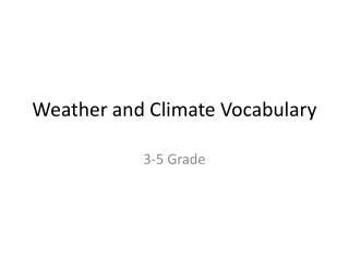 Weather and Climate Vocabulary