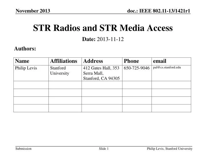 str radios and str media access