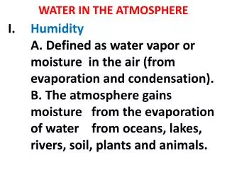 water in the atmosphere