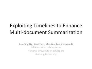 Exploiting Timelines to Enhance Multi-document Summarization