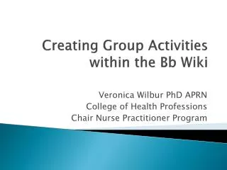 Creating Group Activities within the Bb Wiki