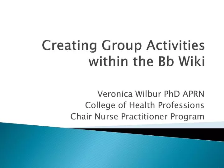 creating group activities within the bb wiki