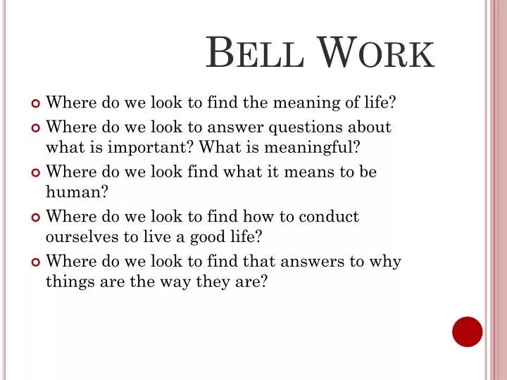 bell work