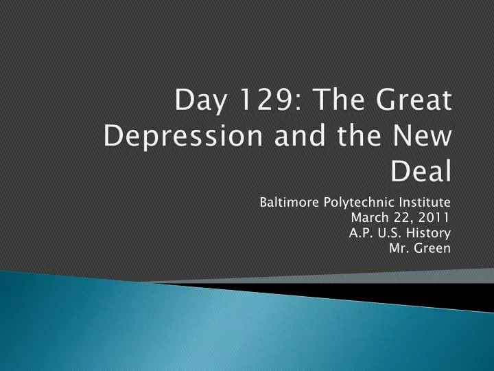 day 129 the great depression and the new deal