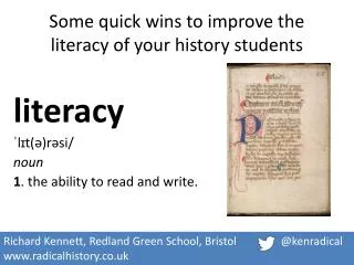 Some quick wins to improve the literacy of your history students