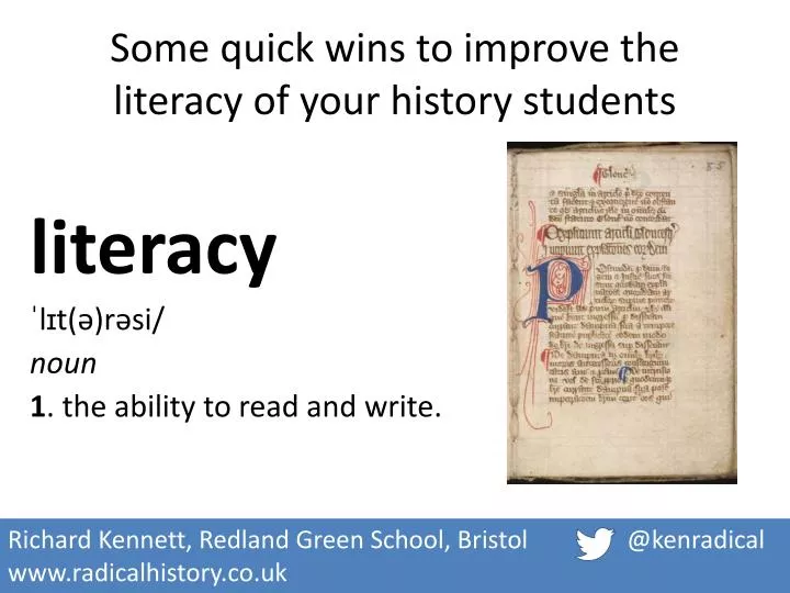some quick wins to improve the literacy of your history students