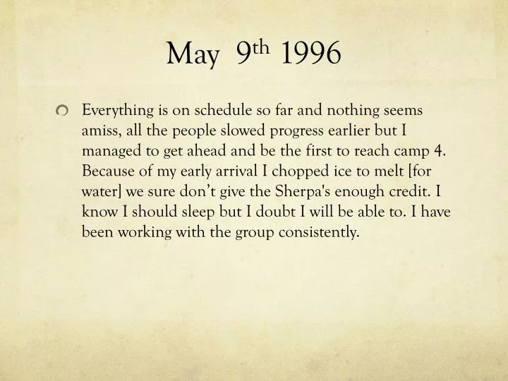 may 9 th 1996