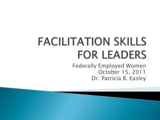 FACILITATION SKILLS FOR LEADERS