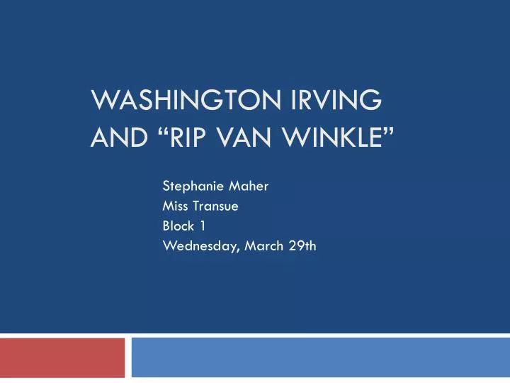 washington irving and rip van winkle